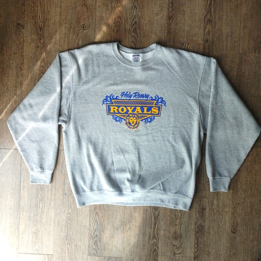 Holy Rosay Royals Men's Jerzees Sweatshirt Size XL Gray Lions Head Activewear